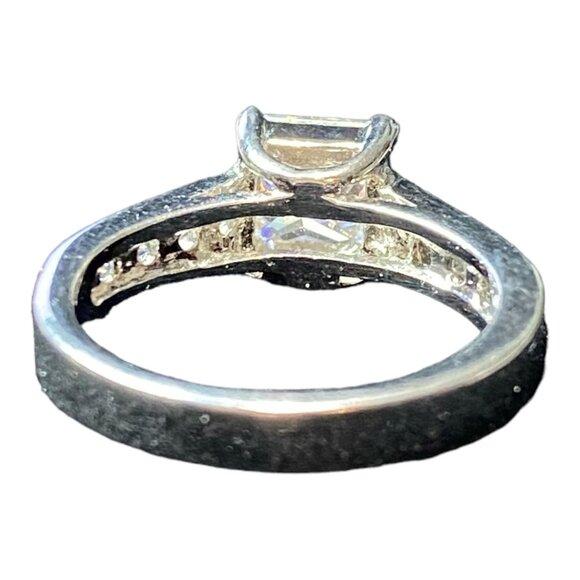 Vintage Sterling Silver CZ Solitaire Ring Size 6.5 With Faceted Cubic Zirconia & - Picture 5 of 10
